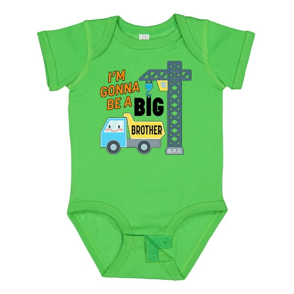 Inktastic Im Gonna Be a Big Brother- Truck and Crane Boys Baby Bodysuit