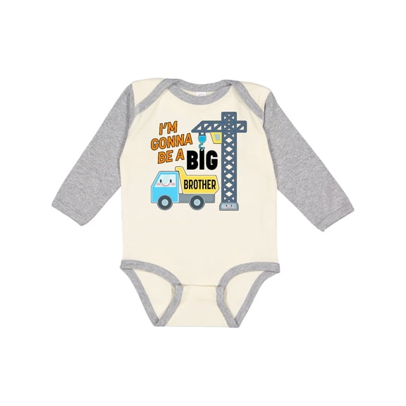 Inktastic Im Gonna Be a Big Brother- truck and crane Boys Long Sleeve Baby Bodysuit