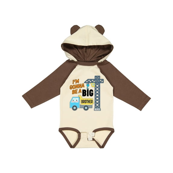 Inktastic Im Gonna Be a Big Brother- truck and crane Boys Long Sleeve Baby Bodysuit