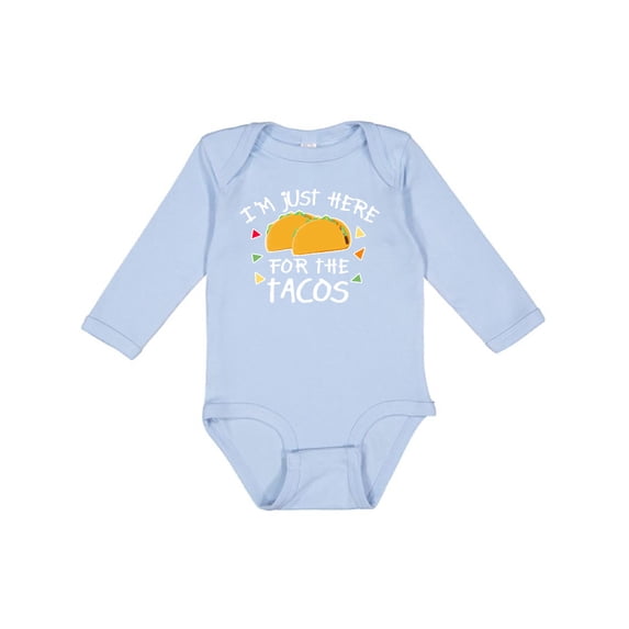 Inktastic I'm Just Here for the Tacos Cinco De Mayo Boys or Girls Long Sleeve Baby Bodysuit