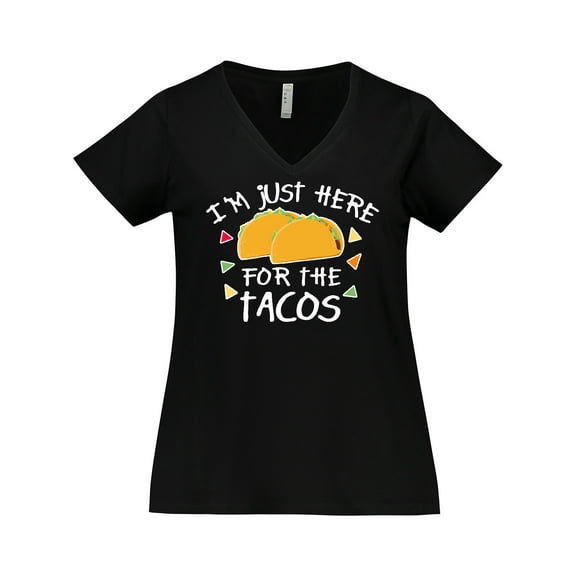 Inktastic Im Just Here for the Tacos Cinco De Mayo Women's Plus Size V-Neck T-Shirt