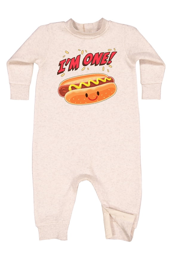Im One Hot Dog First Birthday Baby Fleece Romper