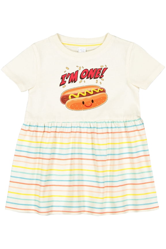 Im One Hot Dog First Birthday Girls Baby Dress