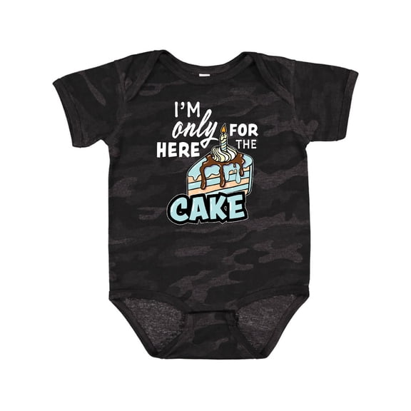 Inktastic Im Only Here for the Cake with Cake Slice Illustration Boys Baby Bodysuit