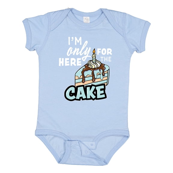 Inktastic Im Only Here for the Cake with Cake Slice Illustration Boys Baby Bodysuit