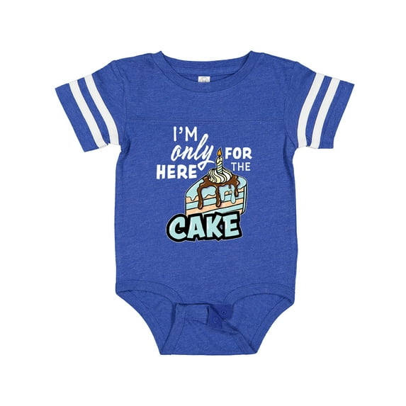Inktastic Im Only Here for the Cake with Cake Slice Illustration Boys Baby Bodysuit