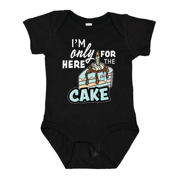 Inktastic Im Only Here for the Cake with Cake Slice Illustration Boys Baby Bodysuit