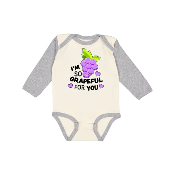 Inktastic Im So Grapeful for You with Cute Grapes Boys or Girls Long Sleeve Baby Bodysuit