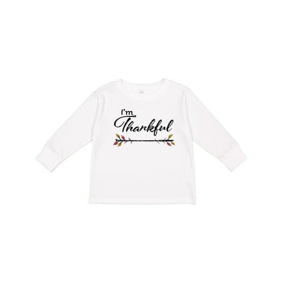 Inktastic Im Thankful- Thanksgiving with autumn branch Boys or Girls Long Sleeve Toddler T-Shirt