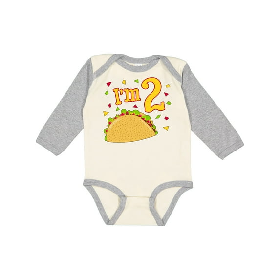 Inktastic Im Two- taco birthday party Boys or Girls Long Sleeve Baby Bodysuit