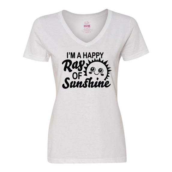 Inktastic Im a Happy Ray of Sunshine with Happy Sun Women's V-Neck T-Shirt