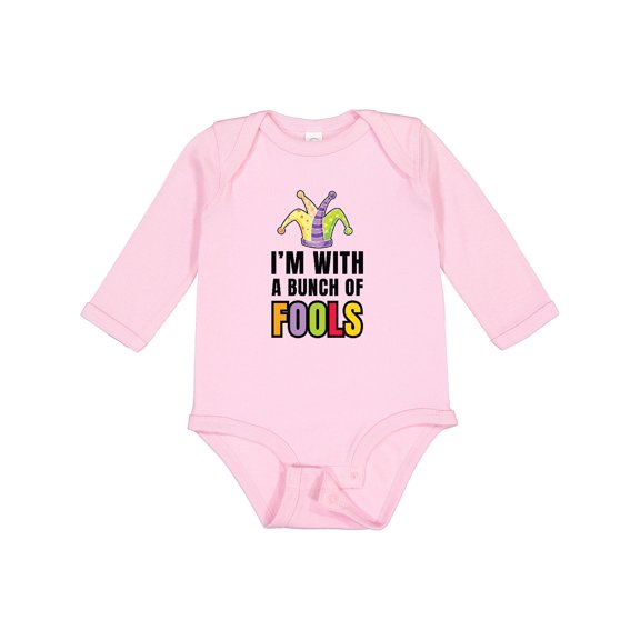 Inktastic I'm with a Bunch of Fools with Jester Hat April Fools Day Boys or Girls Long Sleeve Baby Bodysuit