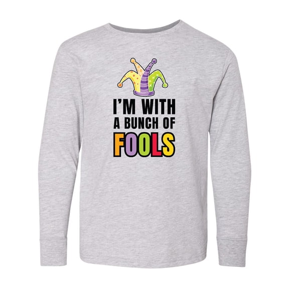 Inktastic Im with a Bunch of Fools with Jester Hat April Fools Day Long Sleeve Youth T-Shirt