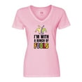 thumbnail image 1 of Inktastic Im with a Bunch of Fools with Jester Hat April Fools Day Women's V-Neck T-Shirt, 1 of 5