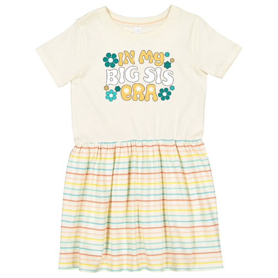 Inktastic In My Big Sis Era Retro with Flowers Girls Toddler Dress