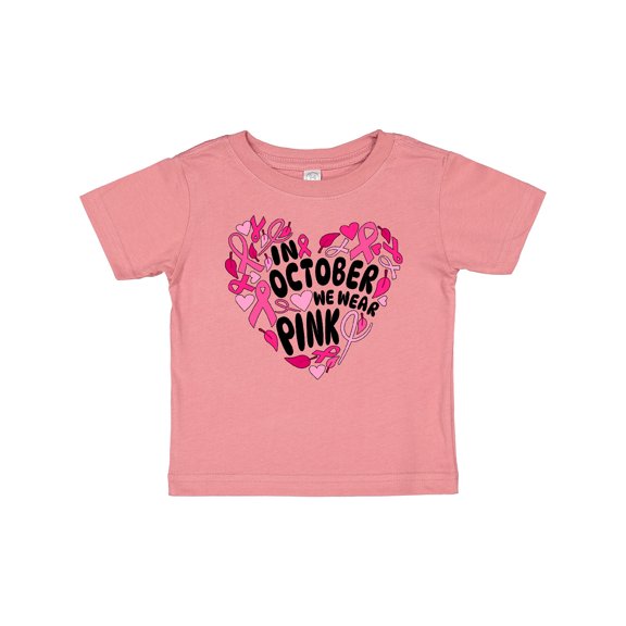 Inktastic In October We Wear Pink Breast Cancer Awareness Heart Boys or Girls Baby T-Shirt