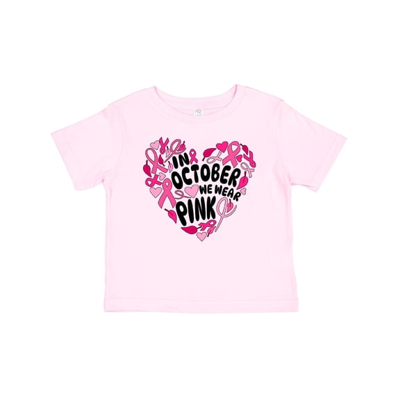 Inktastic In October We Wear Pink Breast Cancer Awareness Heart Boys or Girls Baby T-Shirt