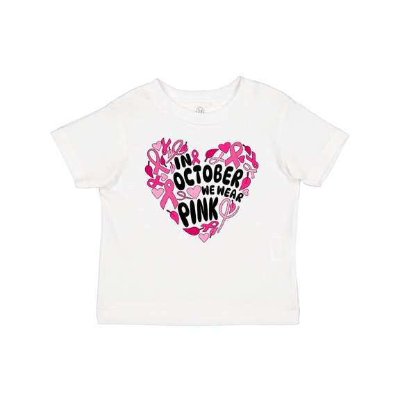 Inktastic In October We Wear Pink Breast Cancer Awareness Heart Boys or Girls Baby T-Shirt