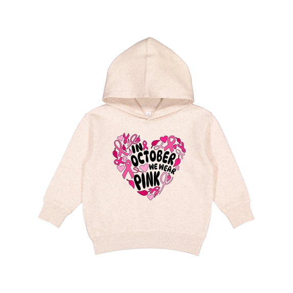 Inktastic In October We Wear Pink Breast Cancer Awareness Heart Toddler Hoodie