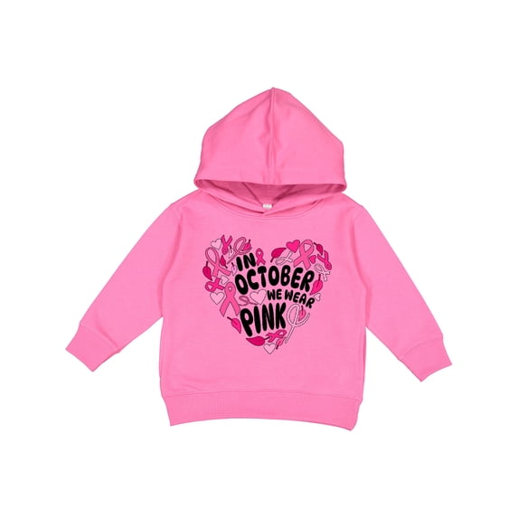 Inktastic In October We Wear Pink Breast Cancer Awareness Heart Toddler Hoodie