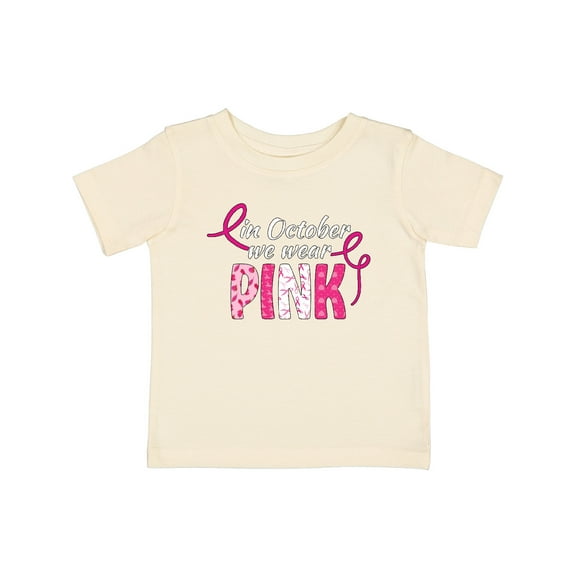 Inktastic In October We Wear Pink Breast Cancer Awareness Patterns Boys or Girls Baby T-Shirt
