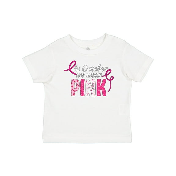 Inktastic In October We Wear Pink Breast Cancer Awareness Patterns Boys or Girls Baby T-Shirt