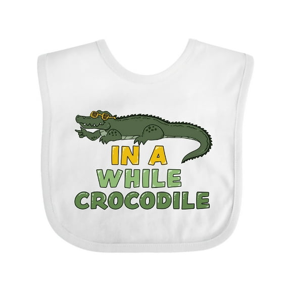 Inktastic In a While Crocodile with Cool Green Crock in Sunglasses Boys or Girls Baby Bib