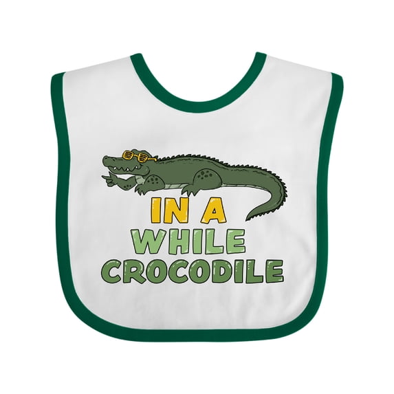 Inktastic In a While Crocodile with Cool Green Crock in Sunglasses Boys or Girls Baby Bib