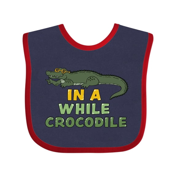 Inktastic In a While Crocodile with Cool Green Crock in Sunglasses Boys or Girls Baby Bib