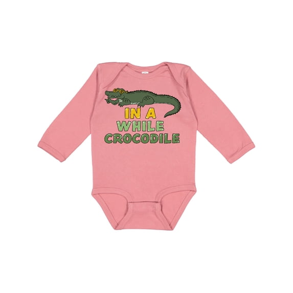 Inktastic In a While Crocodile with Cool Green Crock in Sunglasses Boys or Girls Long Sleeve Baby Bodysuit