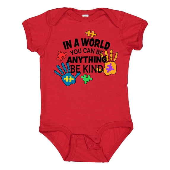 Inktastic In a World You Can Be Anything Be Kind Autism Awareness Boys or Girls Baby Bodysuit