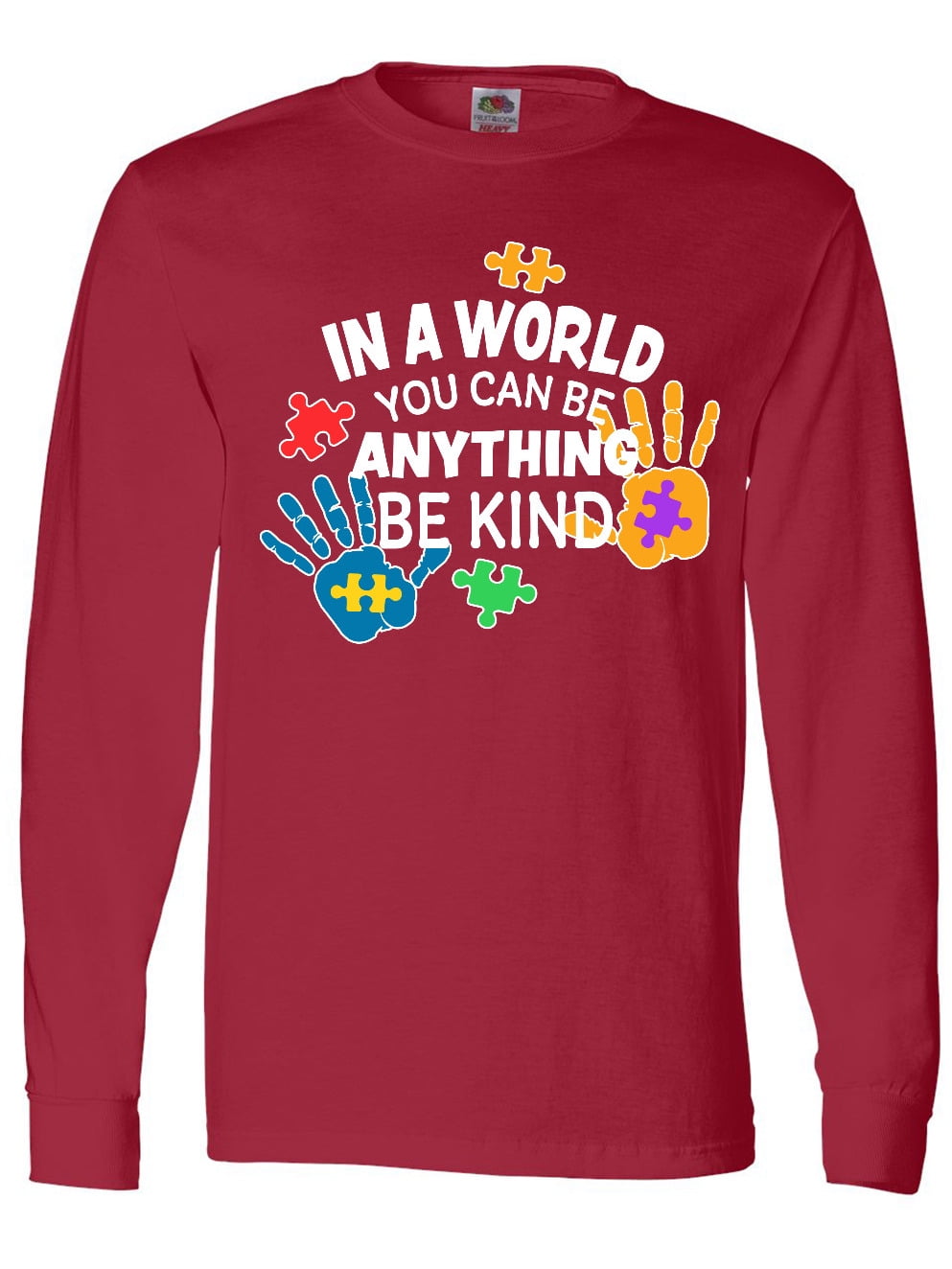 Inktastic In a World You Can Be Anything Be Kind Autism Awareness Long Sleeve T-Shirt