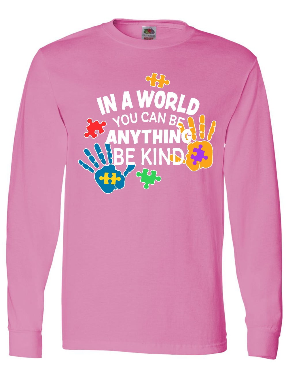 Inktastic In a World You Can Be Anything Be Kind Autism Awareness Long Sleeve T-Shirt