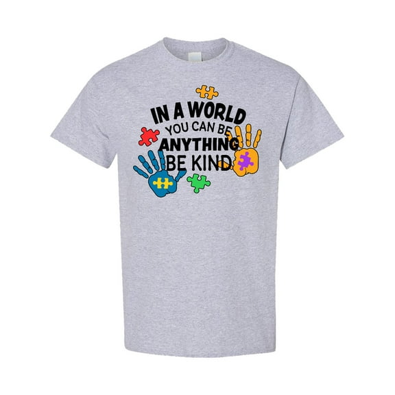 Inktastic In a World You Can Be Anything Be Kind Autism Awareness T-Shirt