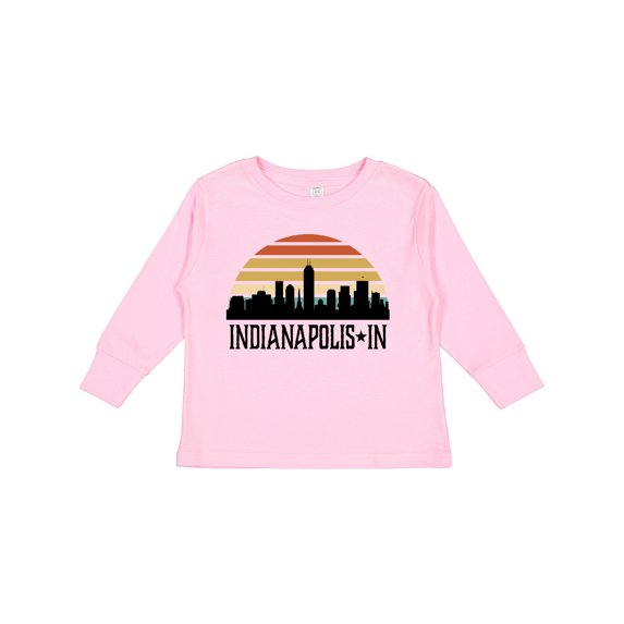 Inktastic Indianapolis Indiana Skyline Retro Boys or Girls Long Sleeve Toddler T-Shirt