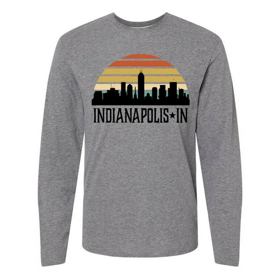Inktastic Indianapolis Indiana Skyline Retro Long Sleeve T-Shirt