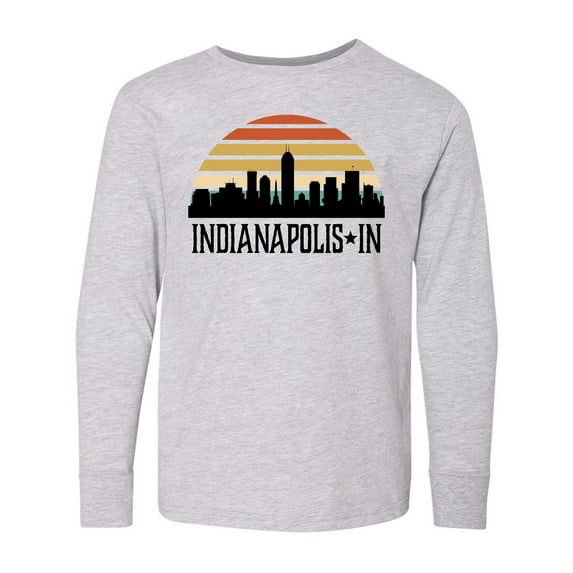 Inktastic Indianapolis Indiana Skyline Retro Long Sleeve Youth T-Shirt