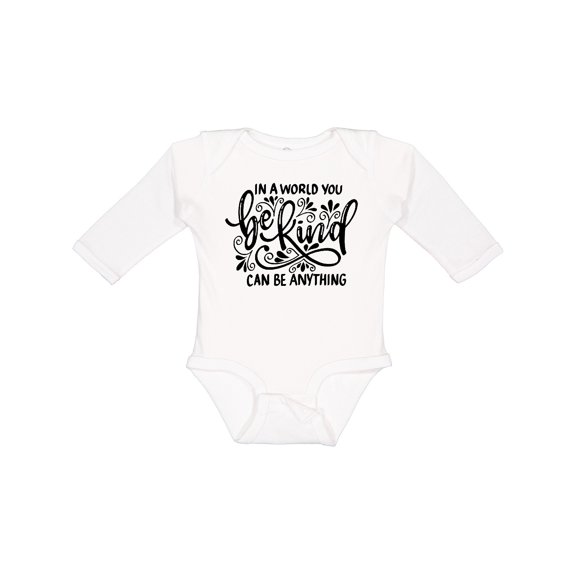 Inktastic Inspirational Quote In a World You Can be Anything be Kind Boys or Girls Long Sleeve Baby Bodysuit