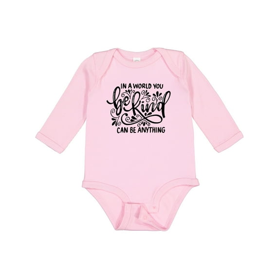 Inktastic Inspirational Quote In a World You Can be Anything be Kind Boys or Girls Long Sleeve Baby Bodysuit