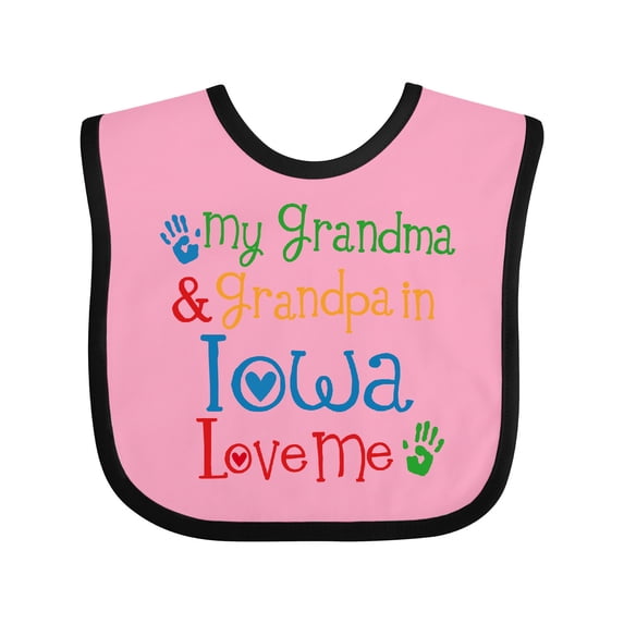 Inktastic Iowa Grandma Grandpa Loves Me Boys or Girls Baby Bib
