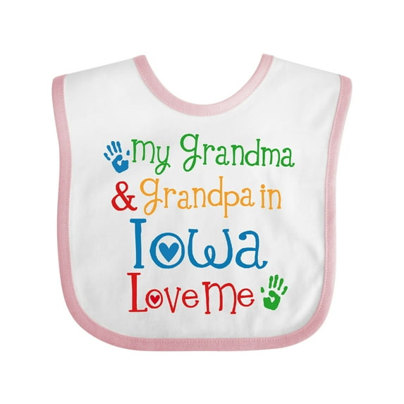 Inktastic Iowa Grandma Grandpa Loves Me Boys or Girls Baby Bib