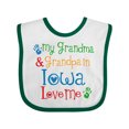 thumbnail image 1 of Inktastic Iowa Grandma Grandpa Loves Me Boys or Girls Baby Bib, 1 of 4