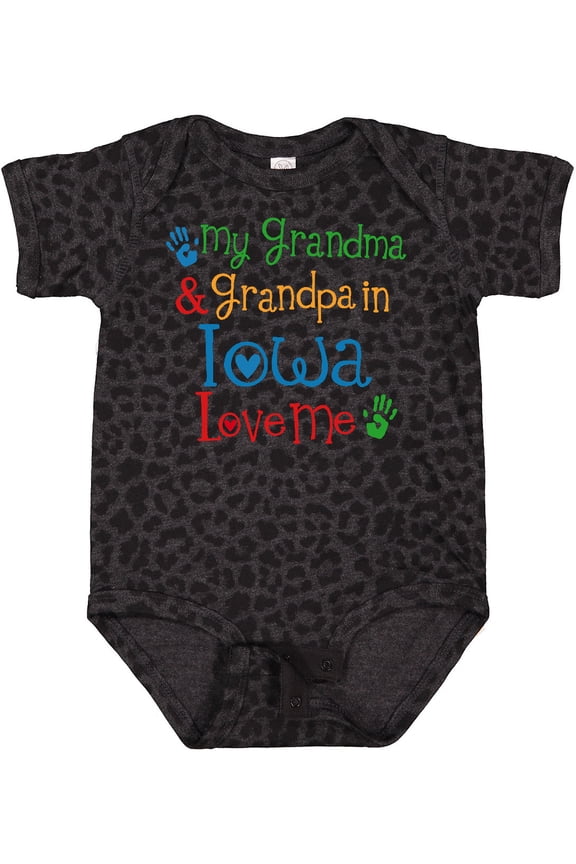 Iowa Grandma Grandpa Loves Me Boys or Girls Baby Bodysuit