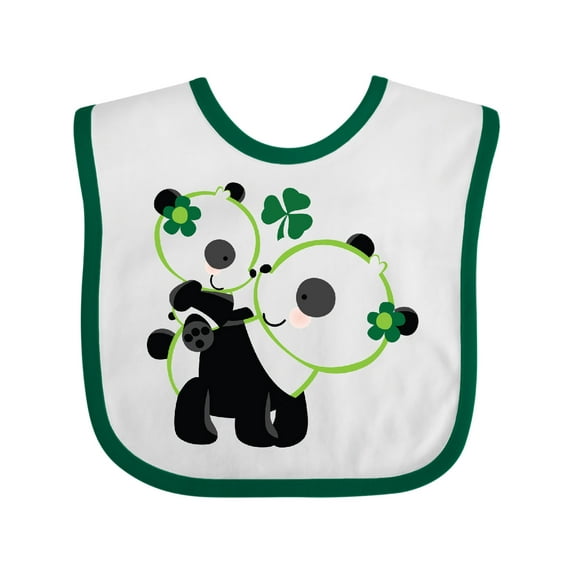 Inktastic Irish Panda Mom and Cub St Patricks Day Boys or Girls Baby Bib