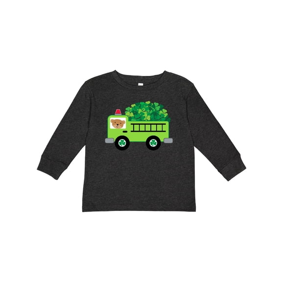 Inktastic Irish St Patricks Day Fire Truck Boys or Girls Long Sleeve Toddler T-Shirt