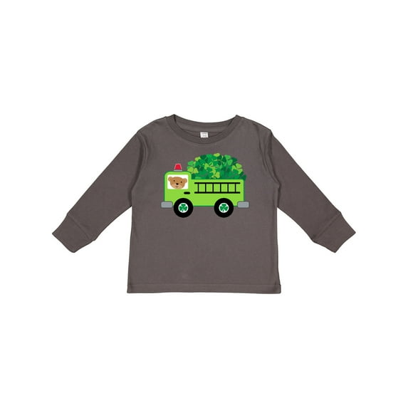 Inktastic Irish St Patricks Day Fire Truck Boys or Girls Long Sleeve Toddler T-Shirt