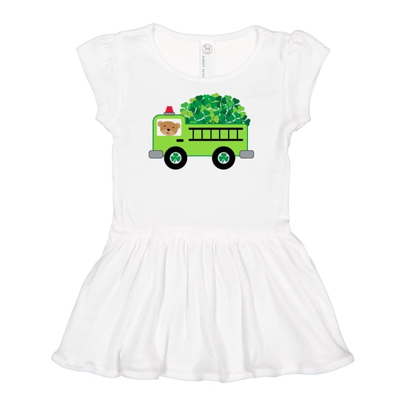 Inktastic Irish St Patricks Day Fire Truck Girls Baby Dress