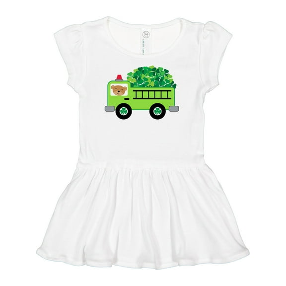 Inktastic Irish St Patricks Day Fire Truck Girls Baby Dress