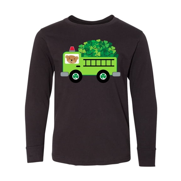 Inktastic Irish St Patricks Day Fire Truck Long Sleeve Youth T-Shirt