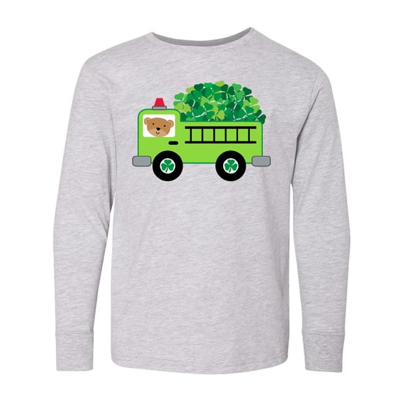 Inktastic Irish St Patricks Day Fire Truck Long Sleeve Youth T-Shirt